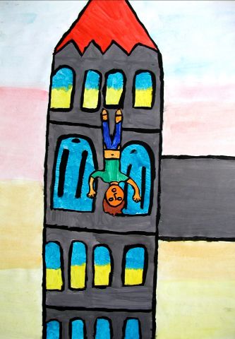 Archiv-Bild „Turm der Liebfrauenkirche mit Sagengestalt“