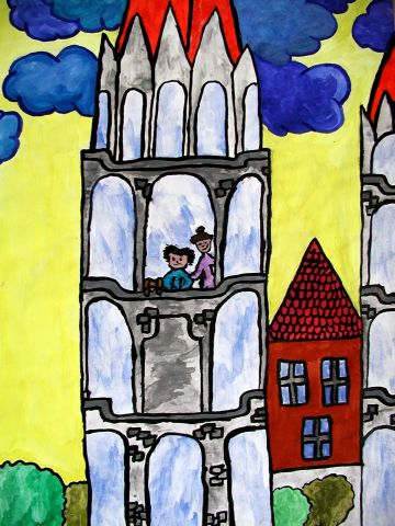 Archiv-Bild „Turm der Liebfrauenkirche mit Sagengestalten“