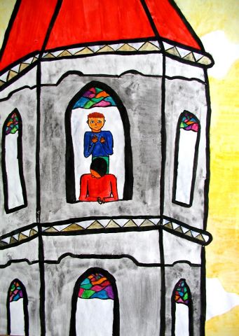 Archiv-Bild „Turm der Liebfrauenkirche mit Sagengestalten“