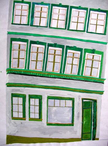 Archiv-Bild „Fassade mit grünen Fenstern“