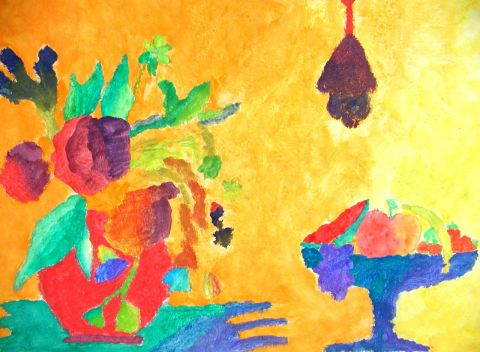 Archiv-Bild „Blumenvase und Obstschale“